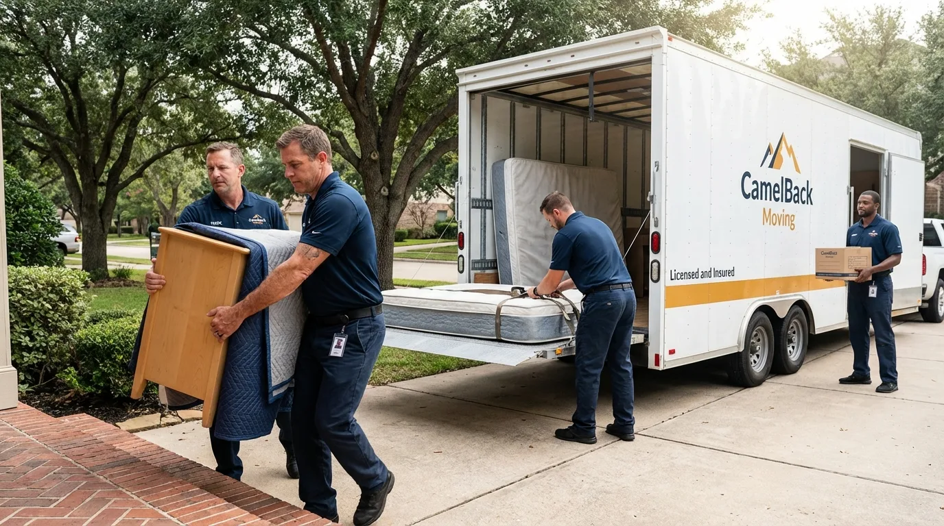 Crew loading residential truck for cross-state move from New Waterford, OH
