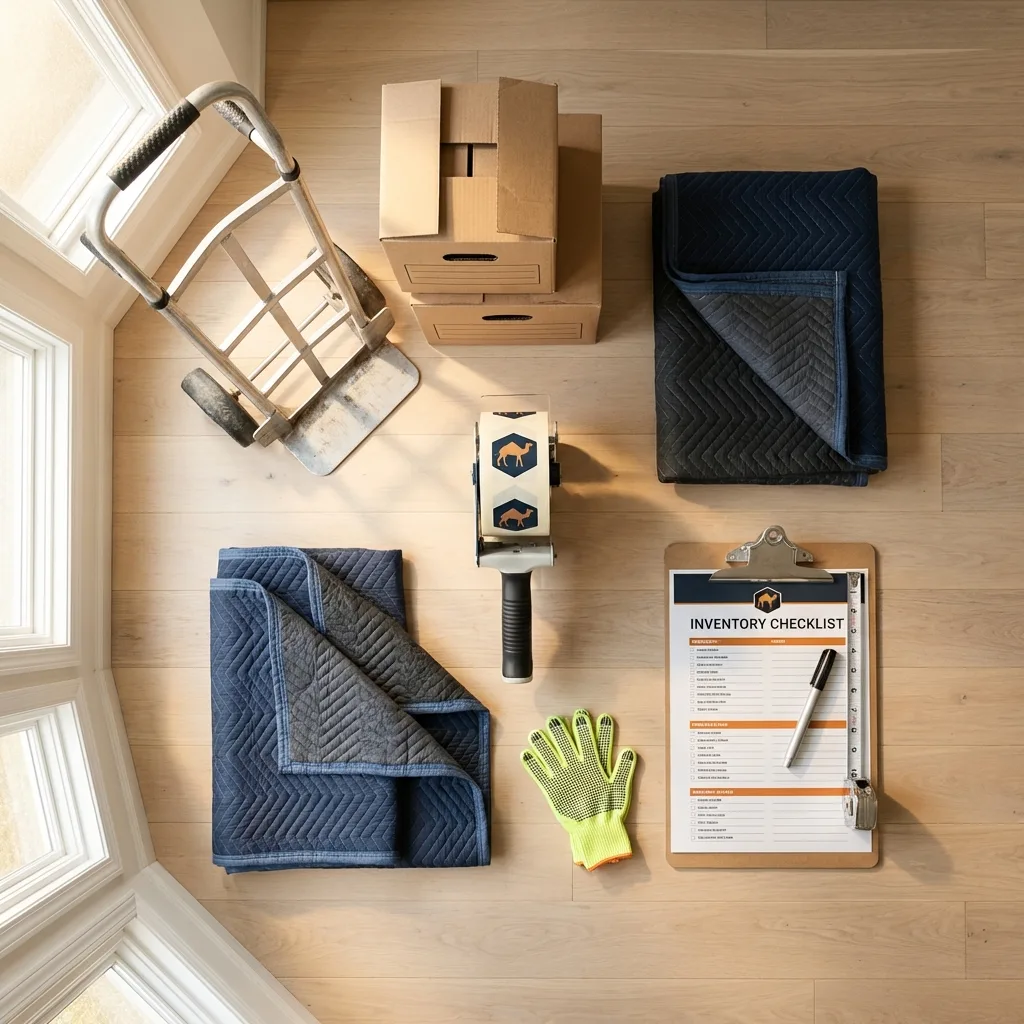 Professional moving supplies and packing materials layout for New Waterford residential relocations